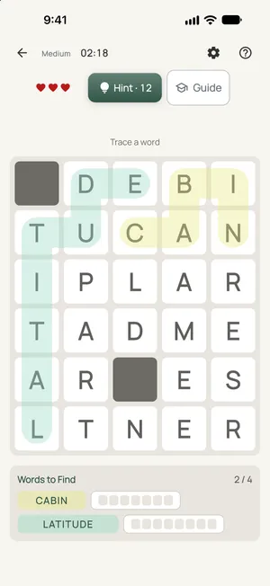 Amble: tracing words that tile a grid