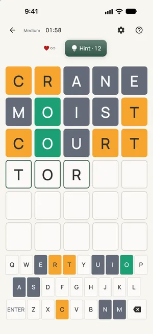 Cipher: a five-letter word deduction in progress