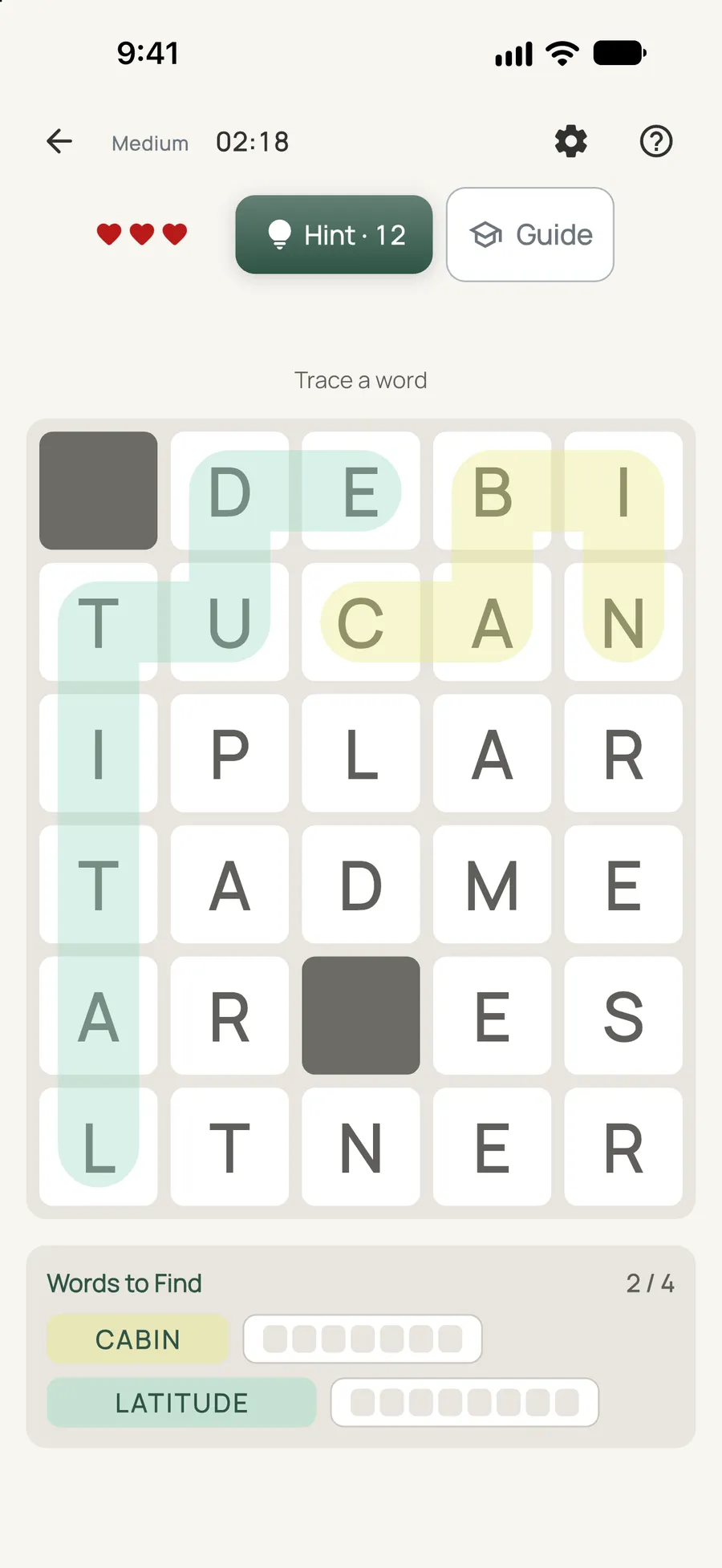Amble on iPhone: a board in progress
