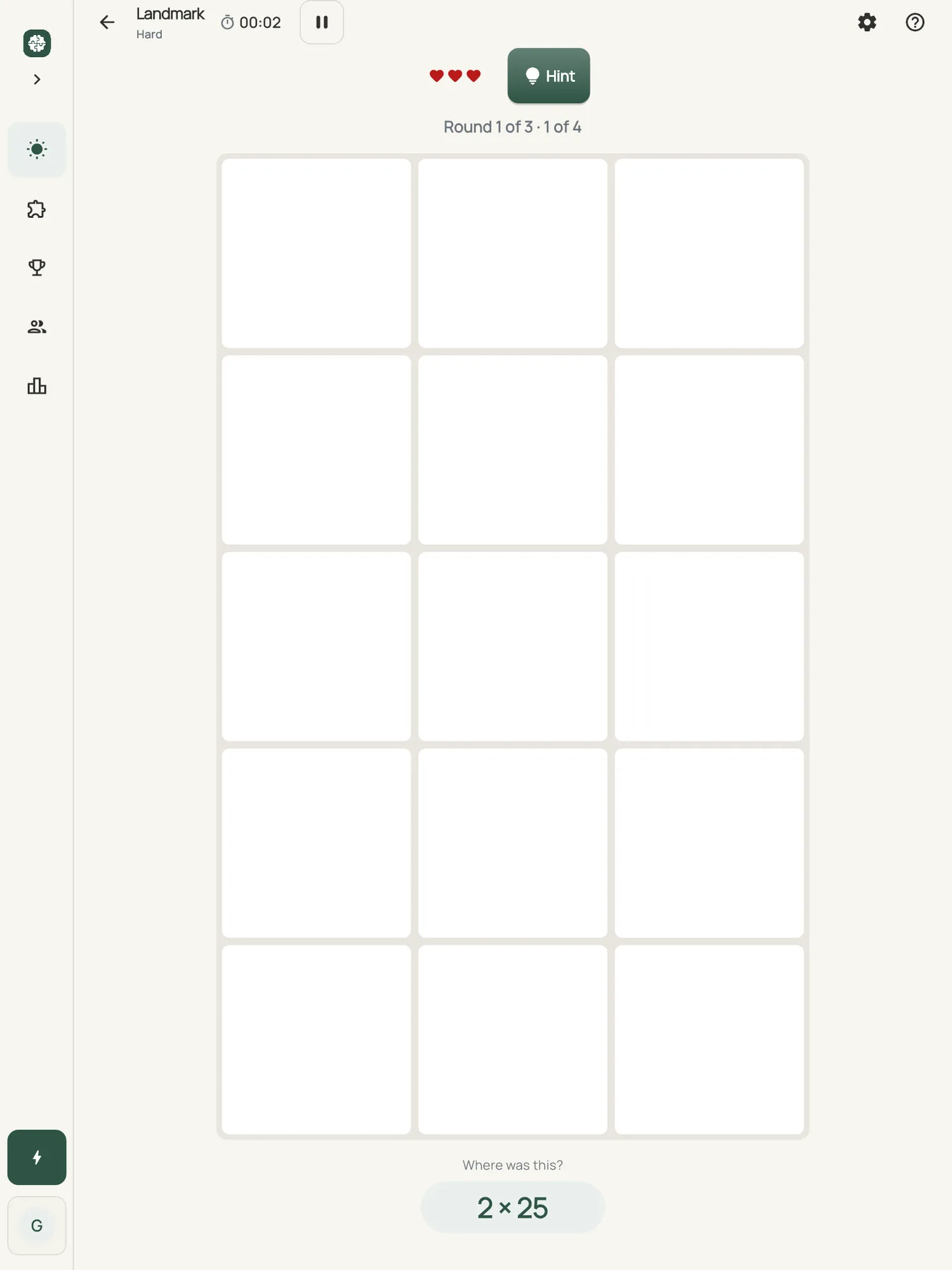 Landmark on iPad: where was 2 × 25?