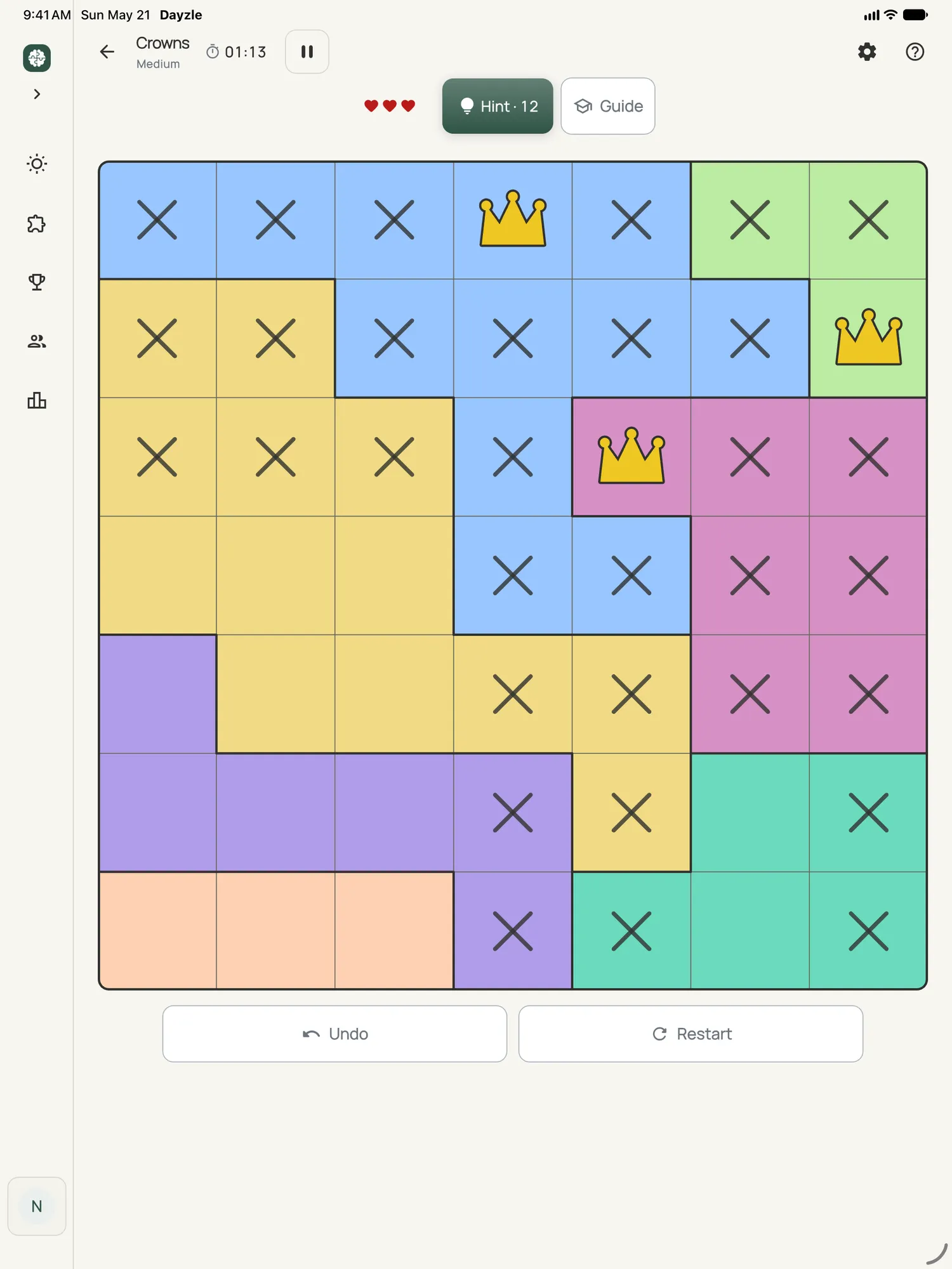 Crowns on iPad: a board in progress