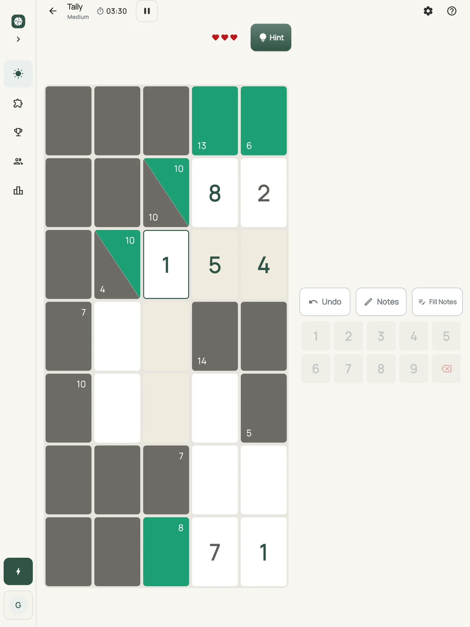 Tally on iPad: a board in progress