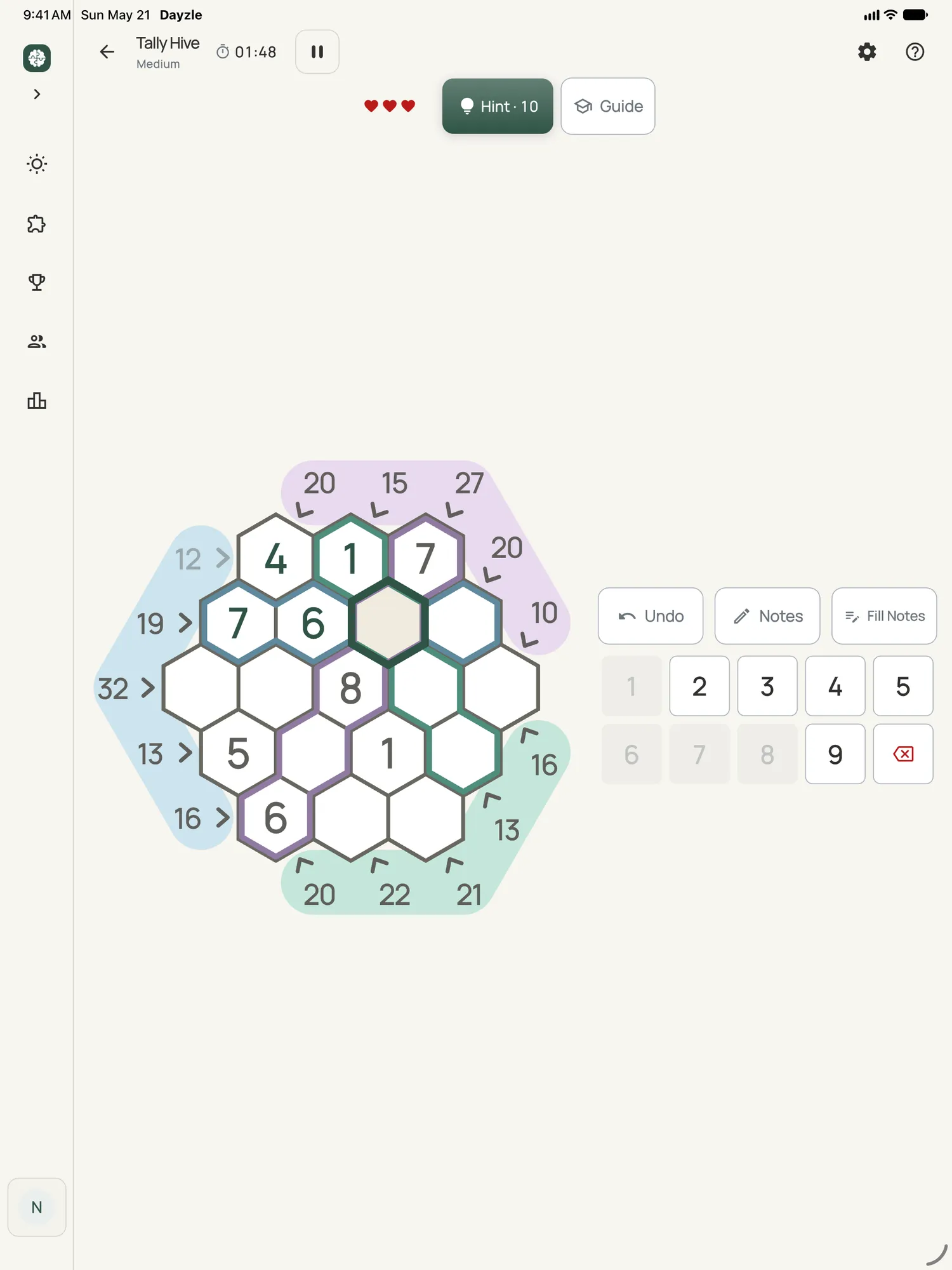 Tally Hive on iPad: a board in progress