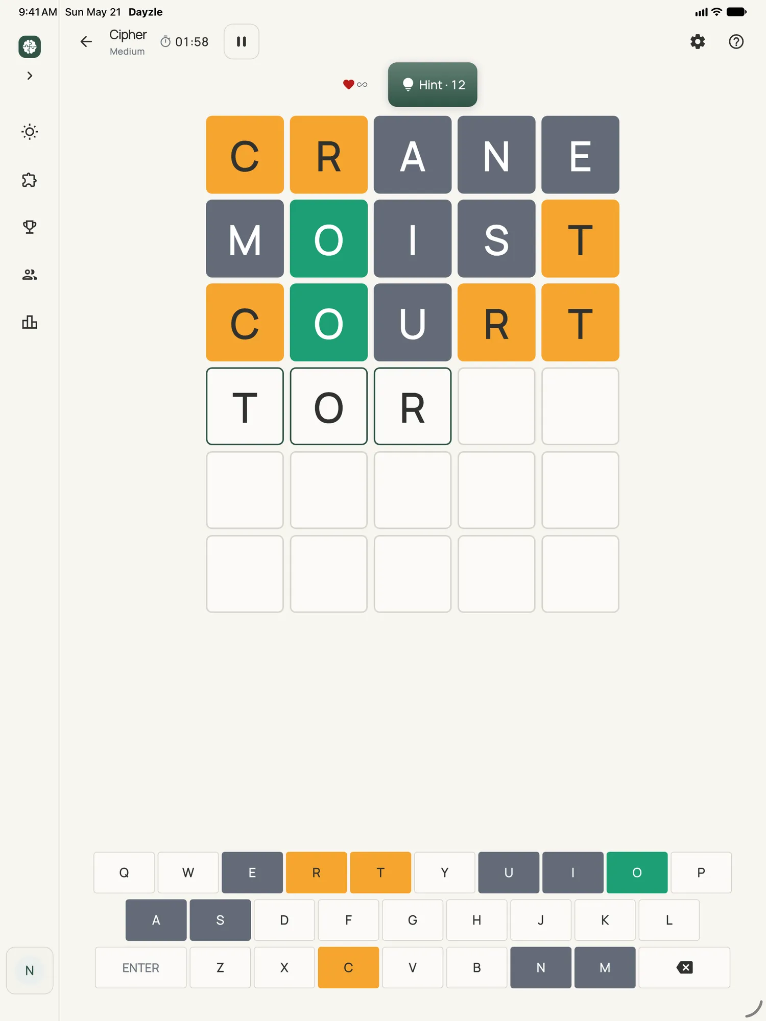 Cipher on iPad: a board in progress