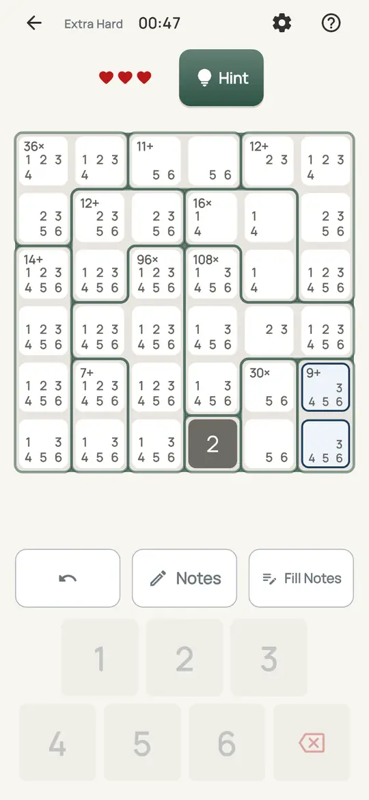Abacus: the hint teaching Cage Divisors on a real board. In a multiplying cage, every open cell has to divide what is left of the target exactly.