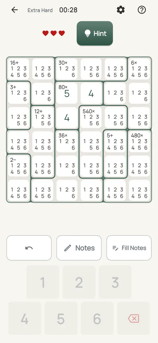 Abacus: the hint teaching Cage Maximums on a real board. In an adding cage, the biggest digits the other cells could hold set how small each cell can be.