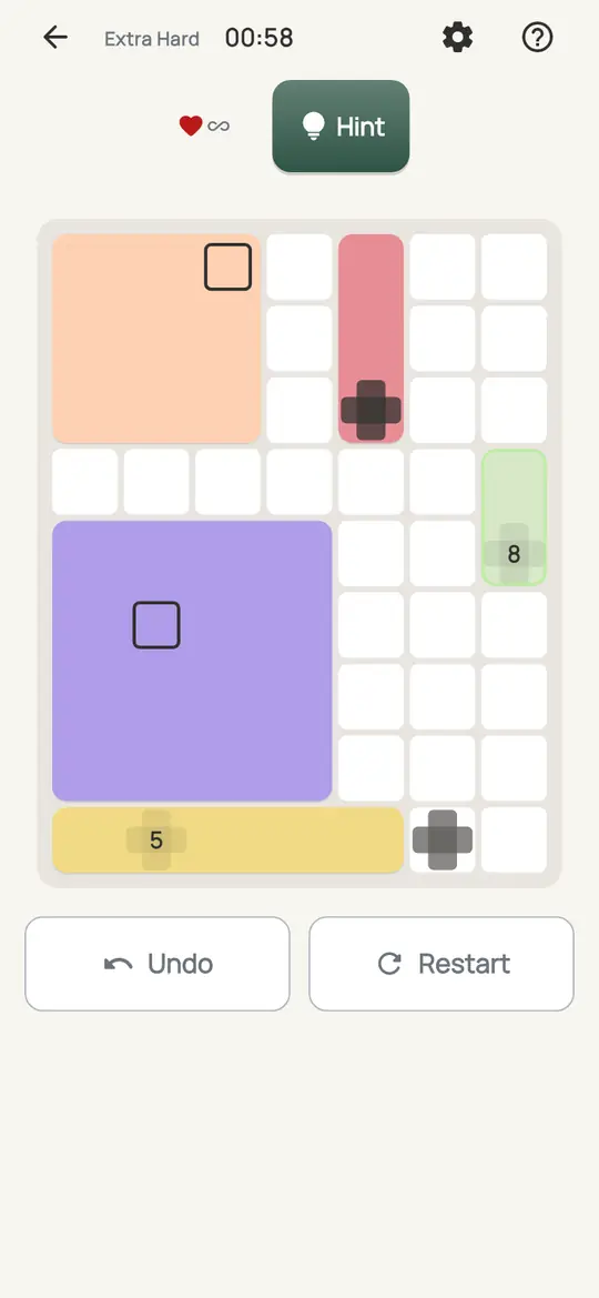 Parcel: the hint teaching Always Covered on a real board. Find cells that every remaining rectangle of a clue includes. They belong to that clue.