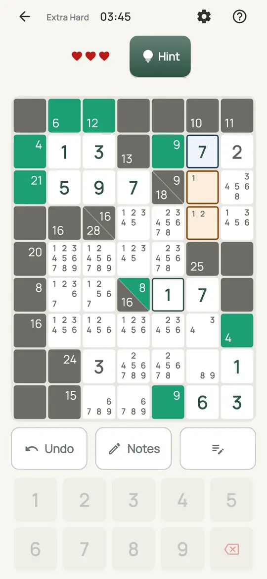 Tally: the hint teaching Naked Single on a real board. A square where only one digit is not already used in its two runs, or with one note left.